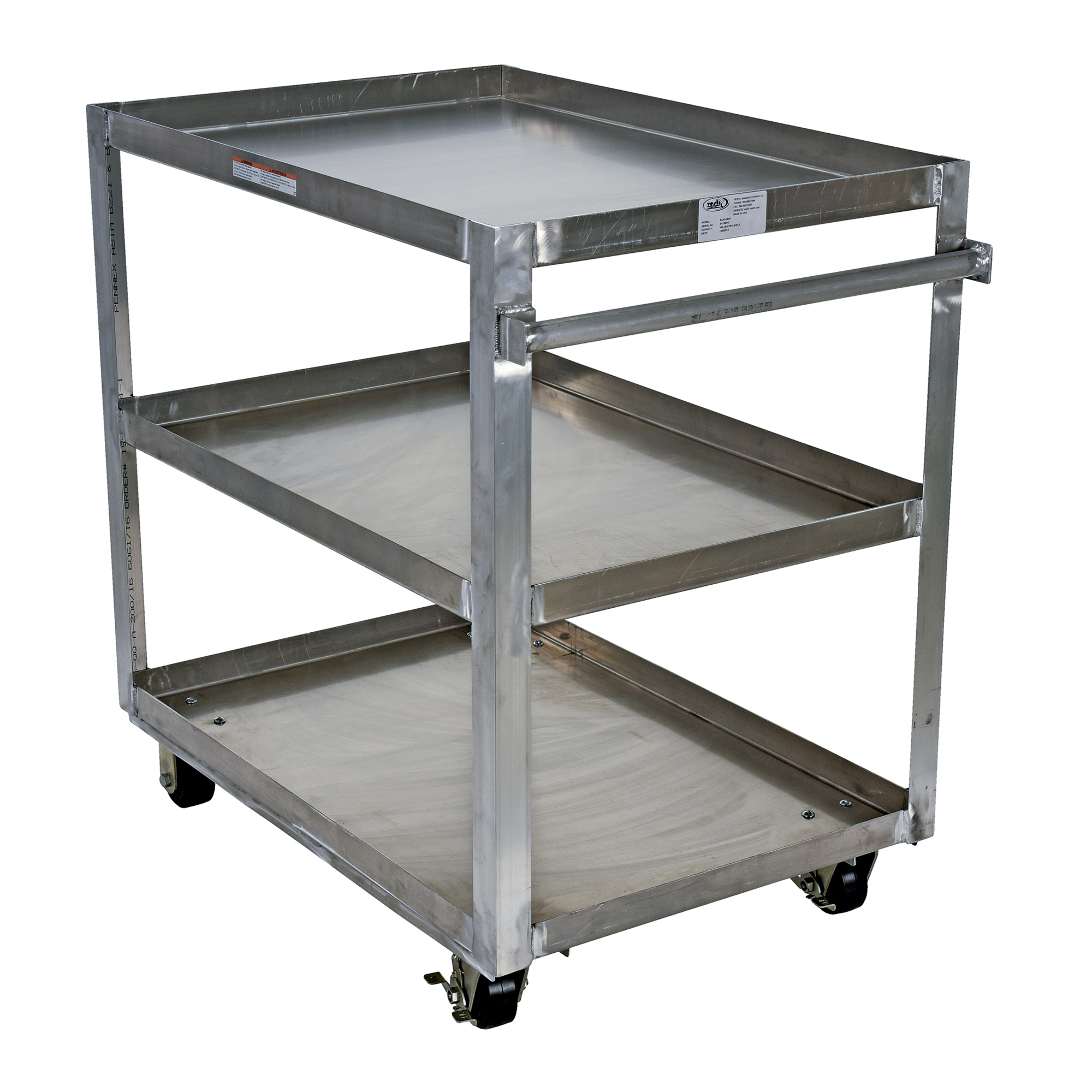 Vestil Aluminum Service Cart - 3 Shelves, 660-Lb. Capacity, Model# SCA3-2848